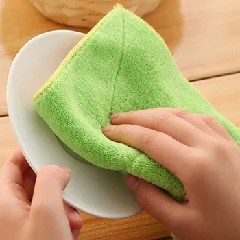 

Waste-absorbing double faced wool wash towel absorbent cleaning cloth fiber thickening dishclout 43g