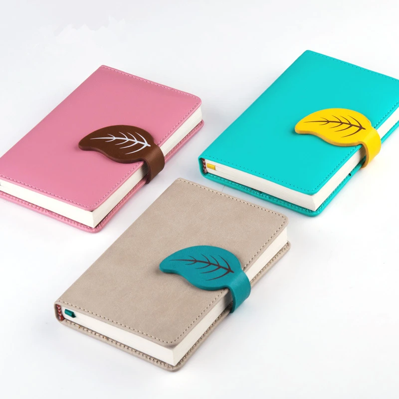 

Creative soft PU leather Mini Magnetic Pocket Notebook Kawaii Tree Leaf Hasp efficiency handbook personal planner Note Diary