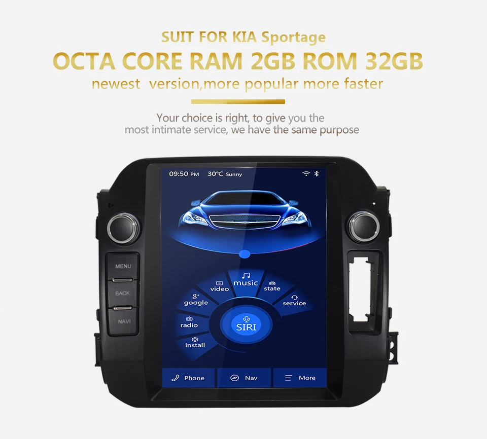 

KiriNavi 10.4" HD Touch Display Android 6.0 For KIA SPORTAGE Car Radio MP5 Audio GPS Navigation Multimedia Players 2011-2016