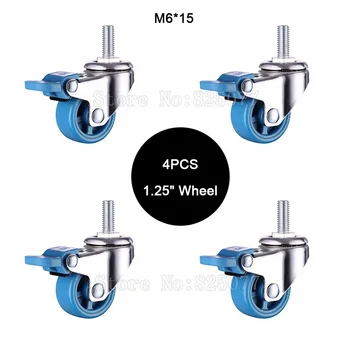 

Brand New 4PCS 1.25Inch Furniture Casters With Brake Platform Trolley Chair Utensils Universal Swivel Mute Wheels Runners