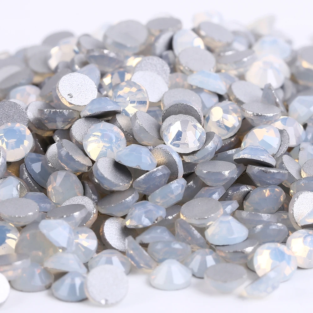 White Opal Glass 3D Nail Art Decorations ss3 ss4 ss5 ss6 ss8 ss10 ss12 ss16 ss20 ss30 ss34 Crystal Nails Non HotFix Rhinestones mixed size ss3 ss30 gold rose 1000pcs nail rhinestones flat back non hotfix glitter nail stones diy 3d nail phones decorations