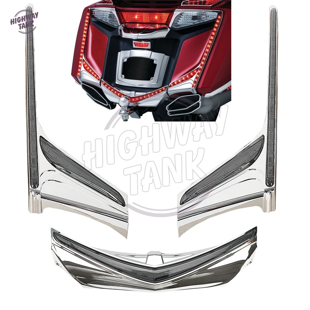 

Smoke LED Motorcycle Rear Light Vertical Strip Moto Fender Brake Tail Light Signal case for Honda GL1800 F6B 2012-2016 13 14 15