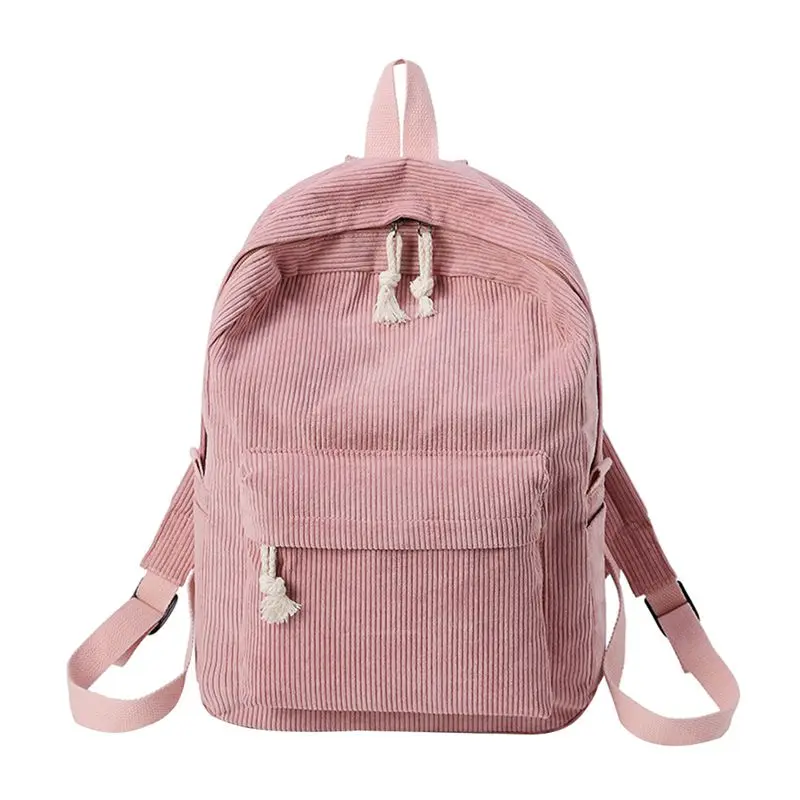 Новые модные вельветовые женские ретро рюкзаки для девочек-подростков, школьная сумка на плечо, рюкзаки для путешествий, Одноцветный цветной Рюкзак Mochila - Цвет: pink