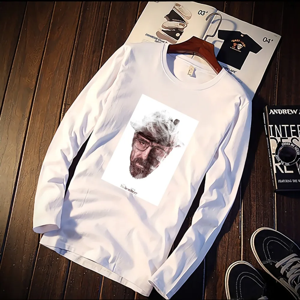 

2018 Pure Cotton T-Shirt Breaking Bad Movie Figure Painted Printed Long Sleeve Fashion Casual Tops & Tees Brand Unisex Clothing
