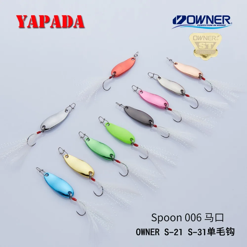 

YAPADA Spoon 006 Tinplate 1.5g-2g OWNER Single Hook+Feather 24-26mm Multicolor Metal Spoon Zinc alloy Fishing Lures
