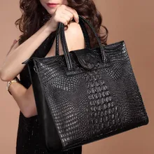 Patrón de cocodrilo de las mujeres bolsa de ordenador portátil 2016 nuevo estilo grande de la manera bolso de hombro femenino de cuero genuino bolsos de descuento al por mayor