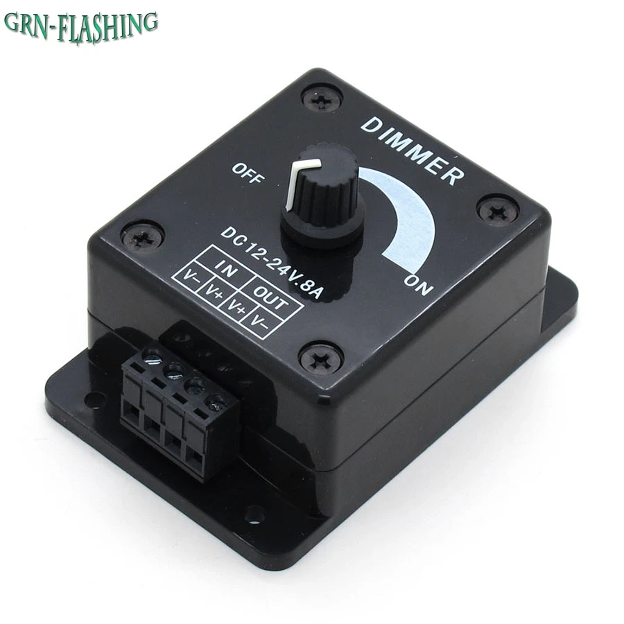 Black-LED-Dimmer-Switch-DC-12V-24V-8A-Adjustable-Brightness-Lamp-Bulb-Strip-Driver-Single-Color_