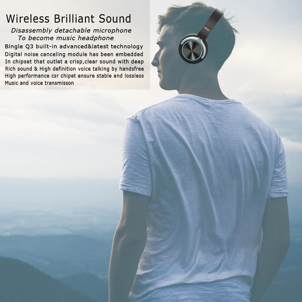 Smart BT Noise Canceling Mic Stereo Bluetooth Wireless Headphone Headsets For GamingPS4XboxTVPCStudioAudioGamerCellphone