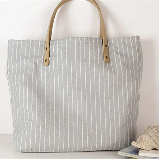 Online Canvas Tote Bag Striped Female Reusable Cotton Canvas Tote Bag Striped Female Reusable Cotton Fabric Recycled Women Classic Free Shipping