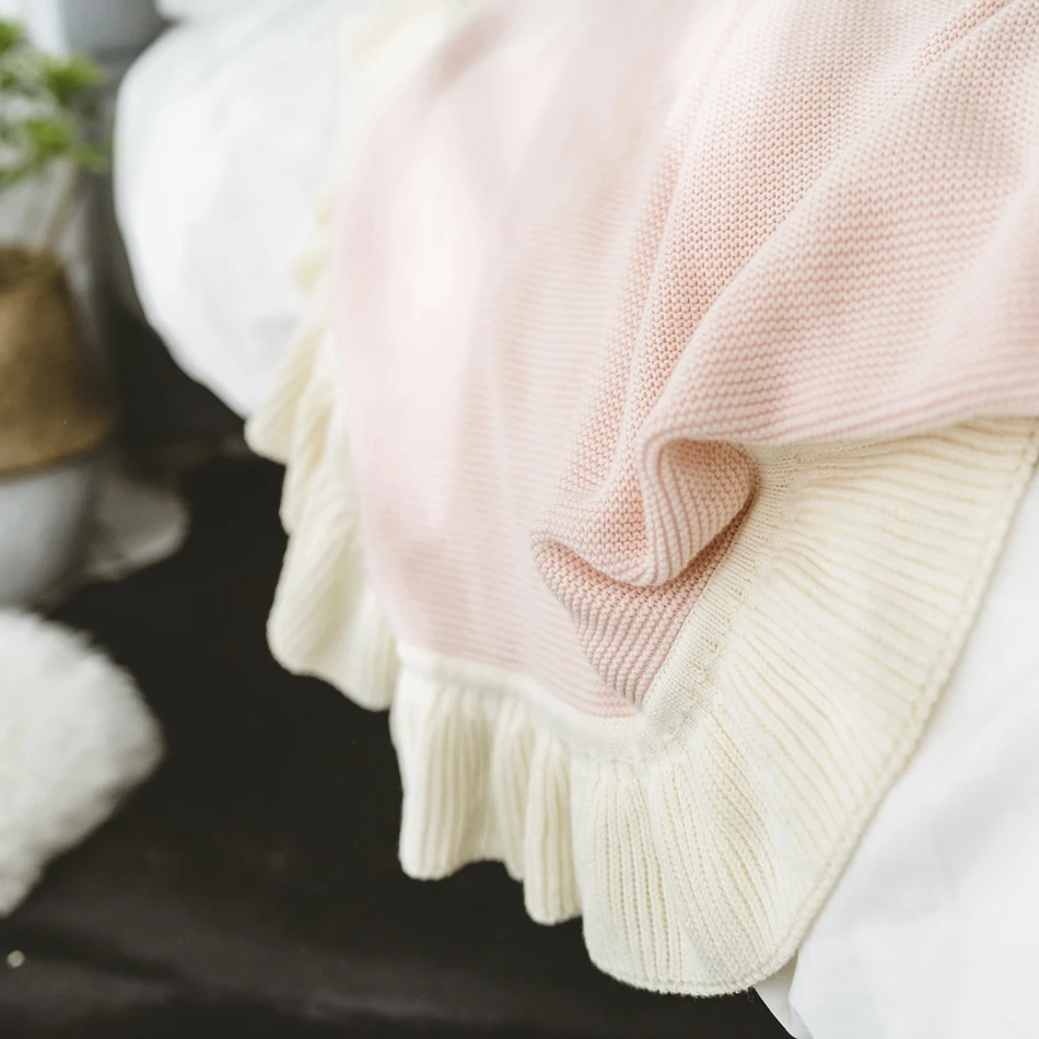 Throw Sofa knitted Bedspreads Pink Blanket Summer Throws Laciness Sofa