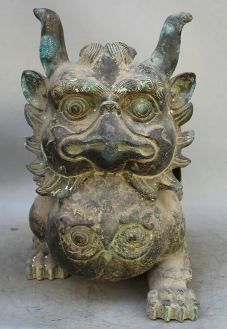 SCY JP S0524 18&quot Chinese Bronze animal 4 eye fly Unicorn Beast Pi Xiu Kylin sculpture Statue | Дом и сад
