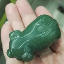 Прямая ручной резной Природный Dongling нефрит свинья статуя ювелирные изделия
