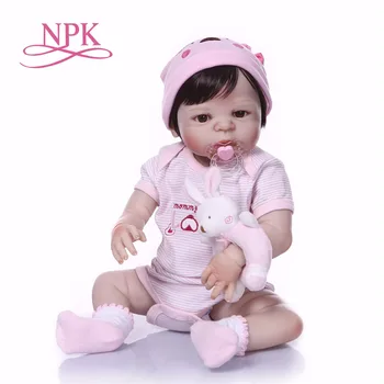 

23"57cm NPK full silicone reborn girl dolls toys bebe doll corpo de silicone inteiro boneca children gift toy dolls oyuncak