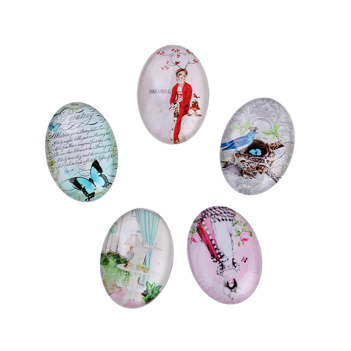 DoreenBeads стеклянное купольное уплотнение кабошон овальной плоской задней части в