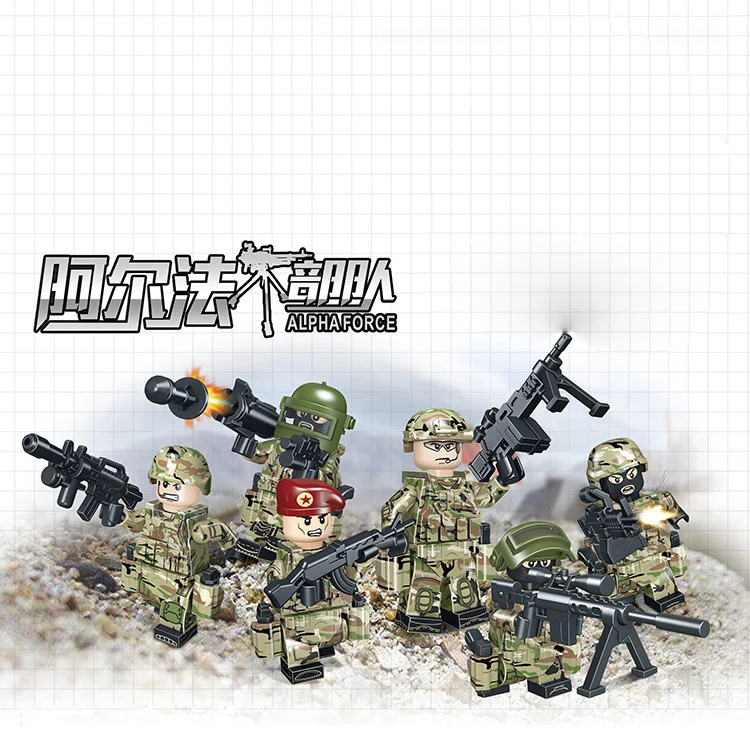 WW2 Советский Союз спецназ Alpha brickmania minifigs building block мировая война России армия спецназ рисунках игрушки оружие пистолет