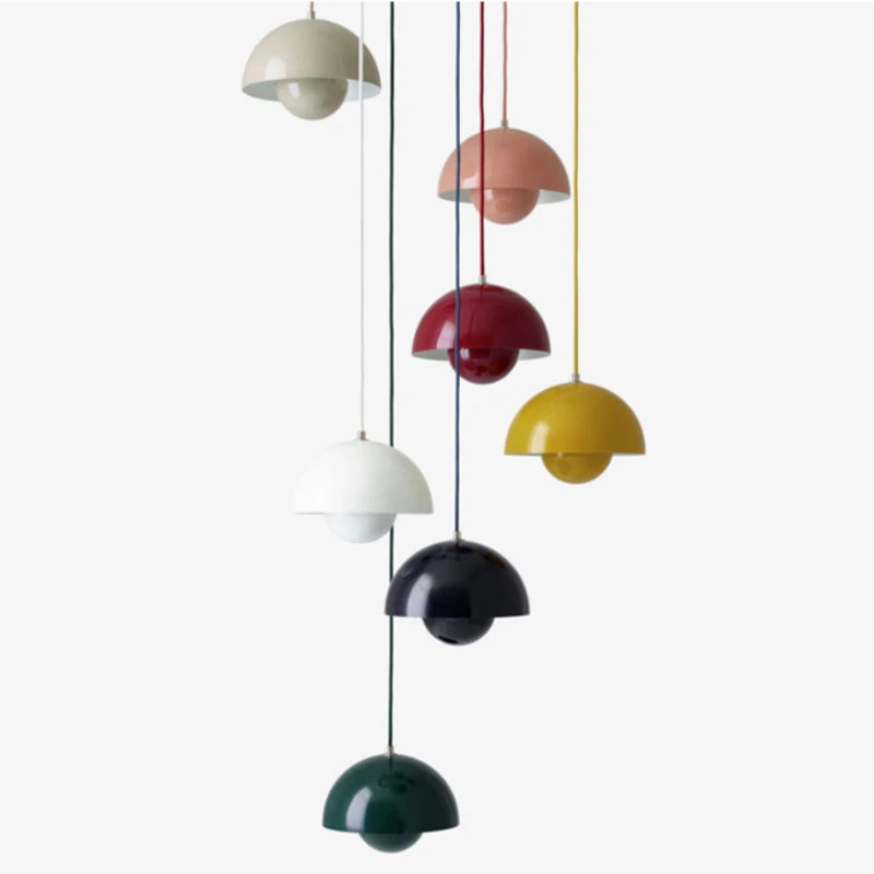 

Nordic simple semi-circular design single head chandelier personality color mushroom hardware paint E27 LED lighting restaurant