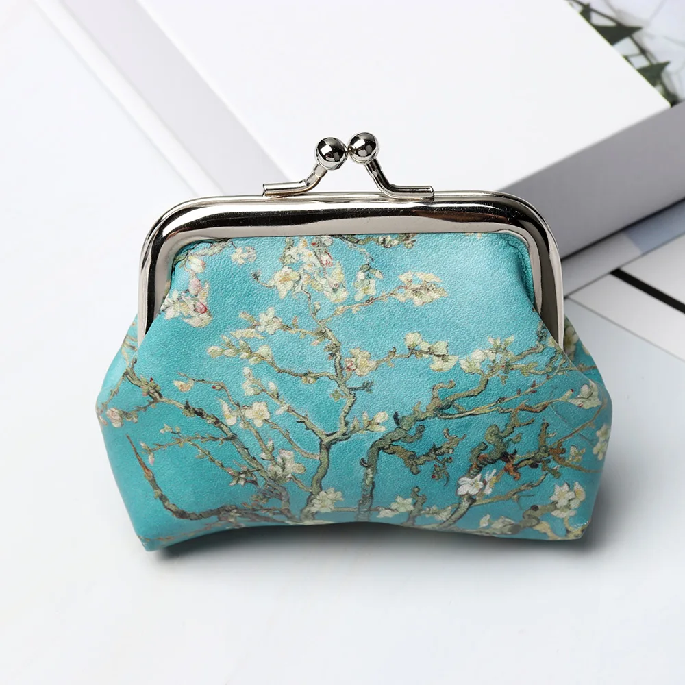 1Pcs Famous Van Gogh Oil Printing Small Wallet For Women Landscape Flower Pattern Mini Hasp Coin Purses Money Card Handbags