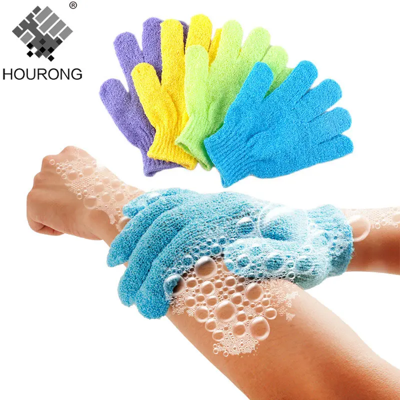

2 Pcs/lot Shower Bath Gloves Exfoliating Wash Skin Spa Massage Body Scrubber Cleaner Random Color Bathroom Accessories