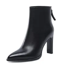New Women Boots Pointed Toe High Heel Ankle Boots Genuine Leather Boots Winter Women Boots Black New Women Boots Pointed Toe High Heel Ankle Boots Genuine Leather Boots Winter Women Boots Black