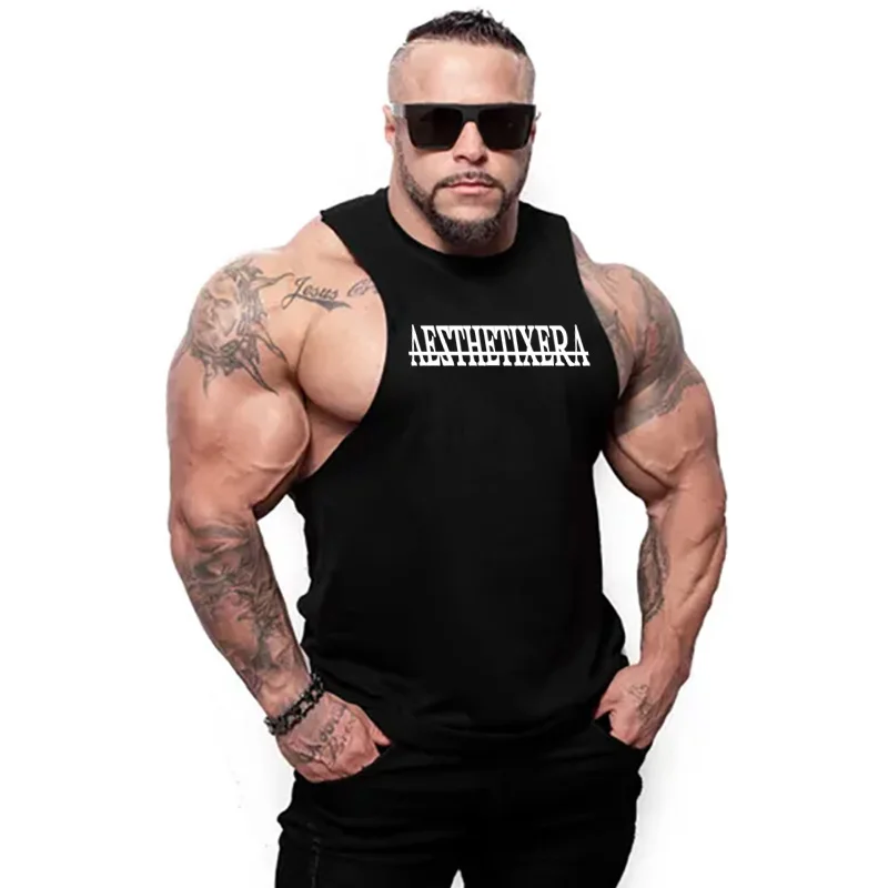 

Brand 2023 Gyms Tank Tops Bodybuilding Men Vest Cotton Clothing Tanktop Men Sleeveless Shirts tees Muscle Men fitness tank top