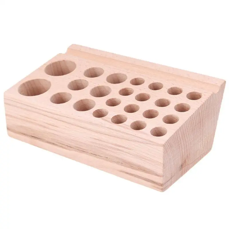 

24Holes Diy Solid Wood Storage Table Rack Leather Punch Engraving Tool Holder Frame Collection Rack For Leather Tools
