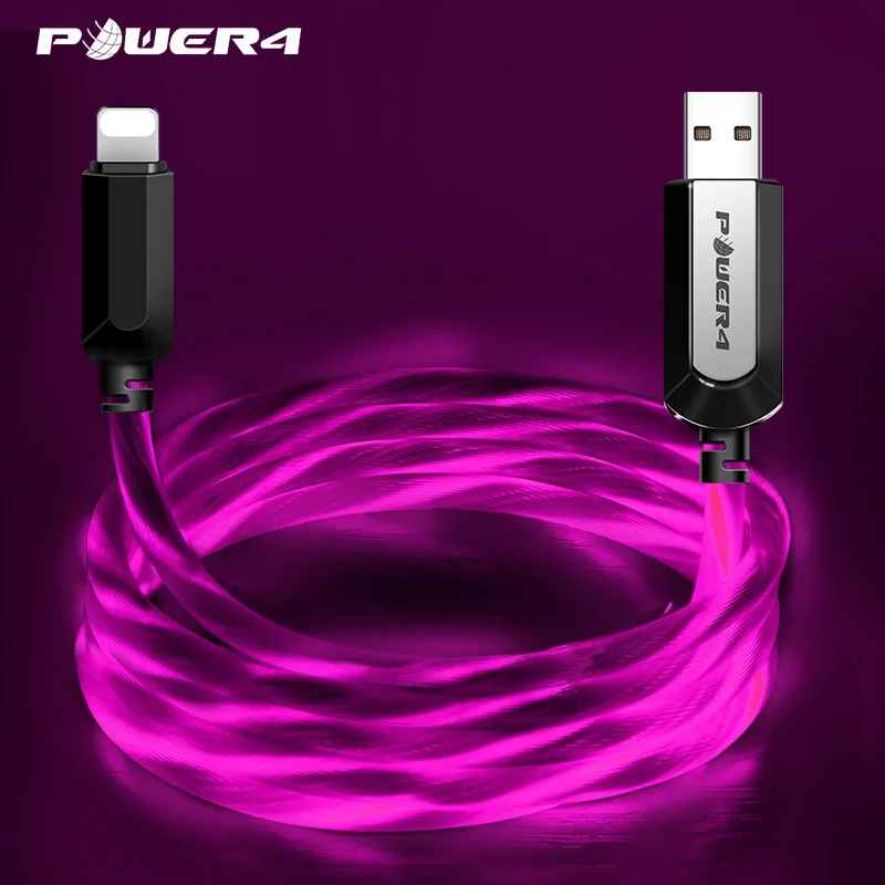 

Power4 Led Lighting USB Cables For Lightning/Micro/USB Type C Charging Cords For iPhone LG Nokia Samsung Huawei Xiaomi