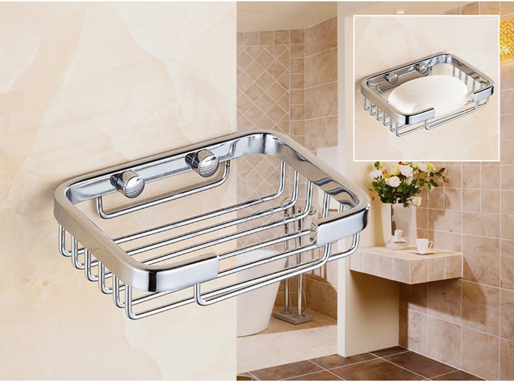 Stainless Steel Soap Dish Bathroom Storage Soap Rack Plate Box Container Wall Storage Rack Holder