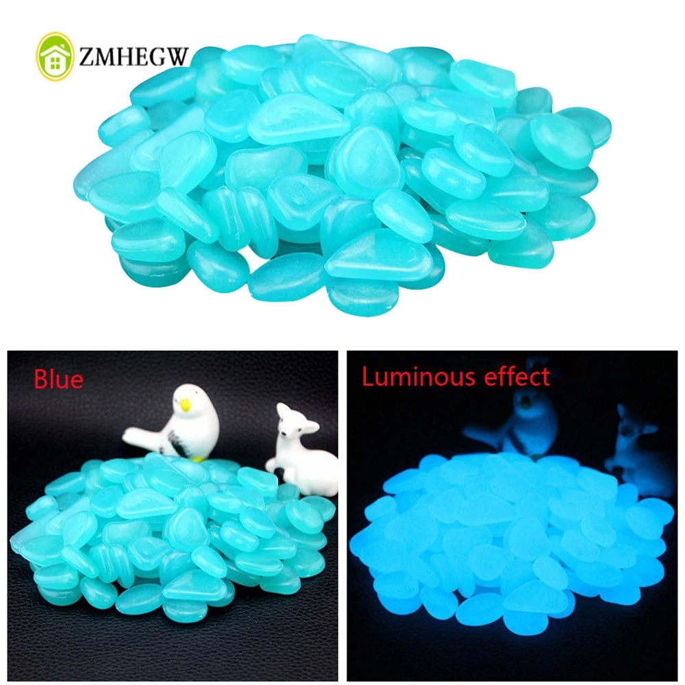 

Creative 100 Glow in Dark Pebbles Stone Home Garden Walkway Aquarium Fish Tank Valentine High Quality Home Decor Stone Hot