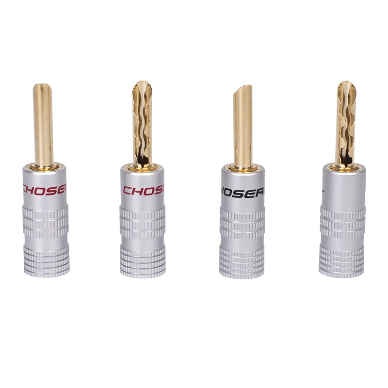Choseal 4Pcslot Speaker Banana Plugs Connector Adapter Pure Copper Audio Cable Connector (1)