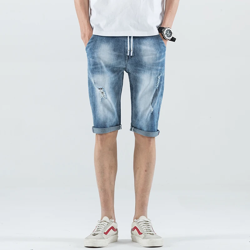 

Jeans For Men Summer Stretch Lightweight Blue Denim Jeans Short for Men Jean