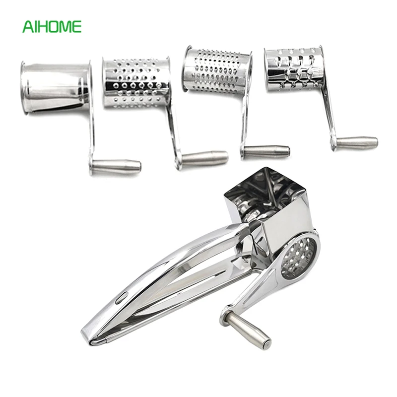 Goedkoop 4 Drums Set Useful Rotary Cheese Grater Stainless Steel Cheese Slicer Shredder Butter Cutter Kitchen Tools