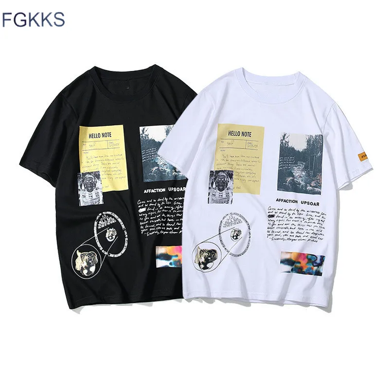 

FGKKS Fashion Brand T Shirts 2019 Men Summer Male Hip Hop Pattern Text Printed T-Shirt Men's Streetwear Style Male Tee Top