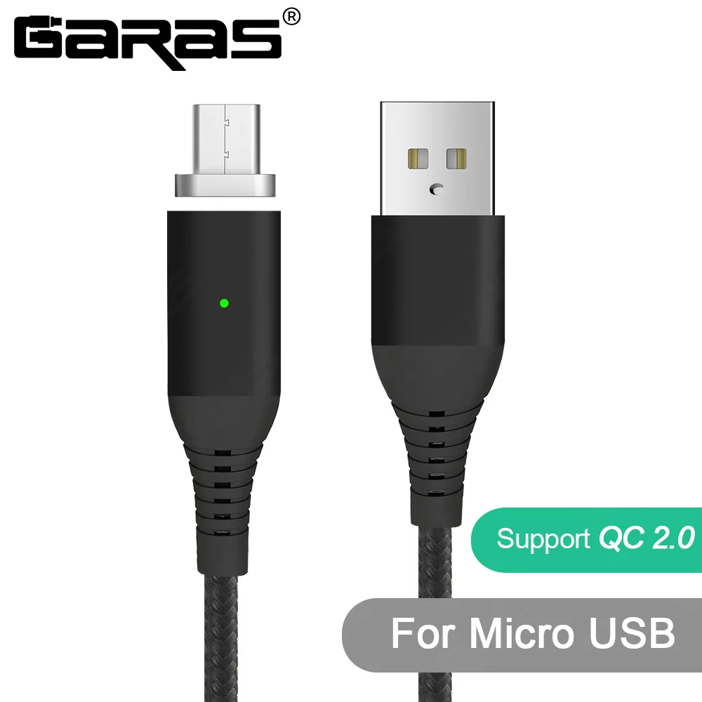 جرس QC2.0 USB مغناطيسي صغير كابل سريع شحن/كابل بيانات المصغّر usb ل Xiaomi/سامسونج/هواوي الهاتف المحمول المصغّر usb كابل