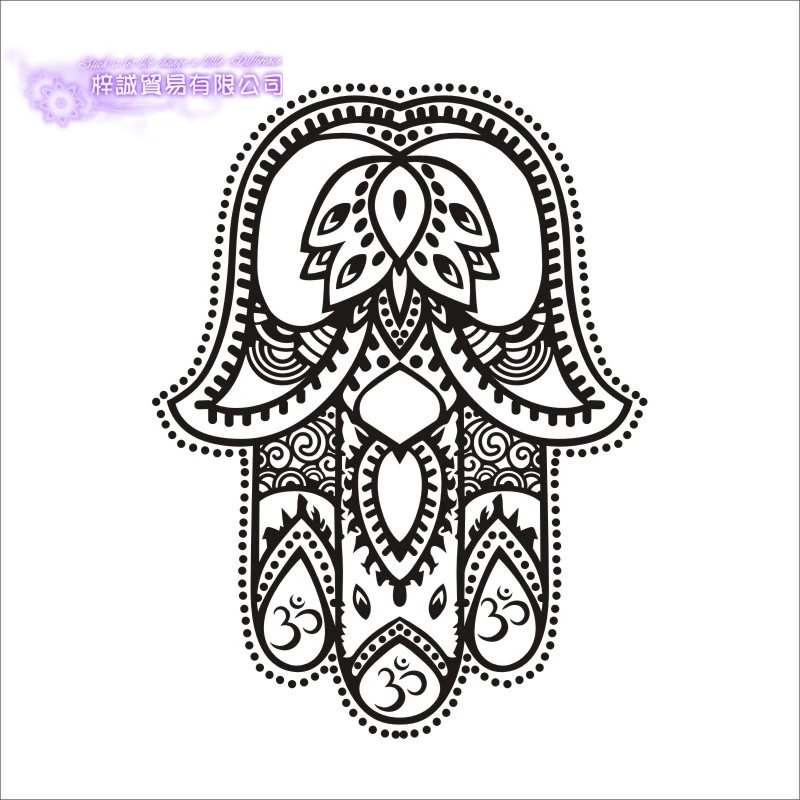 DCTAL Yoga Club Sticker Lotus Decal Fatima Hand Hamsa Hinduism Patanjali Posters Yug Vinyl Wall Decals Parede Decor Yoga Sticker