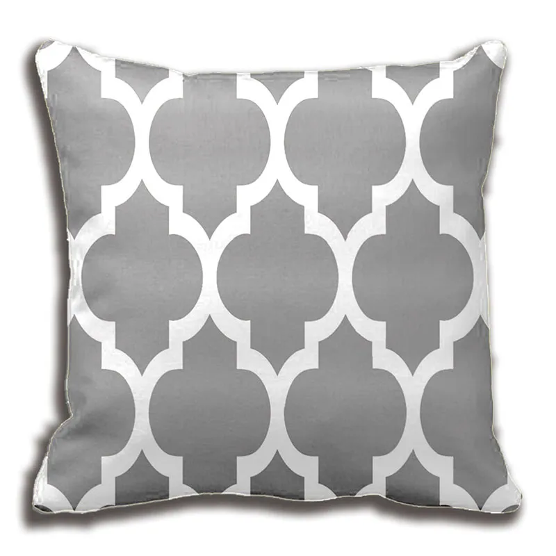 Dark Grey White Moroccan Quatrefoil Pattern Throw Pillow Decorative Cushion Cover Pillow Case ...