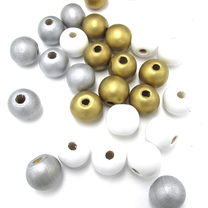 Free shipping!100pcs/lot 18mm/20MM Round Wood Beads White/silver/gold color mixed | Украшения и аксессуары