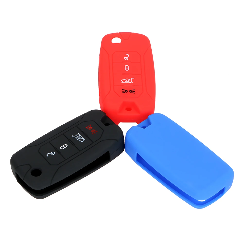 

LEEPEE Key Bag Remote Car Key Cover Car Silicone Rubber Key Silicone For Jeep Renegade 2016 Interior Accessories 4 Button