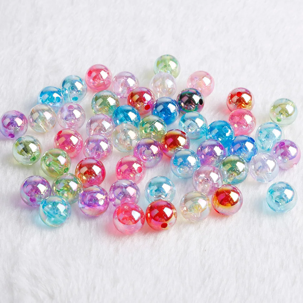 

50pcs 6/8/10/12mm Mixed Rainbow Color Acrylic Beads Round Loose Spacer Beads For Jewelry Making DIY Bracelet Necklace