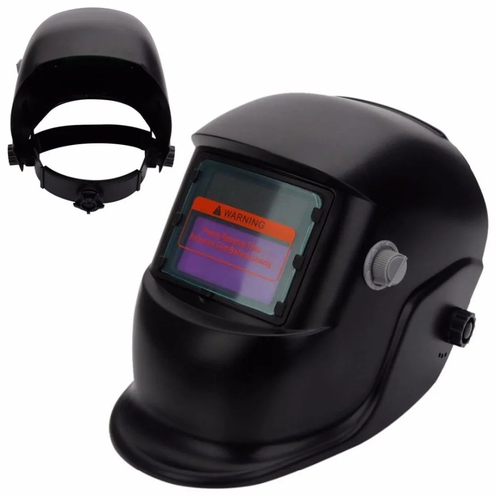 Black Solar Powered Auto Darkening Welding Helmet Grinding TIG Welder
