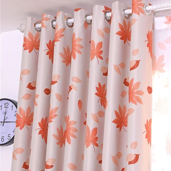 

2018 Pastoral Red Maple Leaf Sheer Drape Curtain Finished Window Semi Blackout Curtains for Children Kids Bedroom Windows