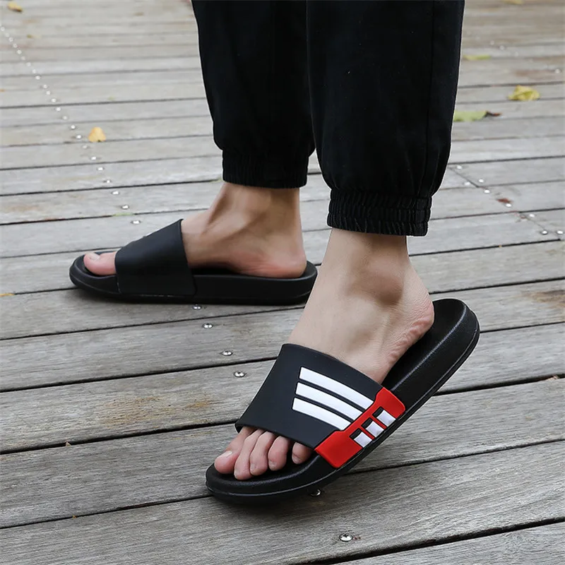 Slipper Male Shoes Ginghan Summer Beach Men Slides Man Outside Couple Slippers PVC Casual Style Bottom Flip Flops