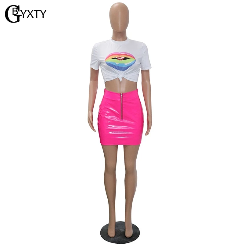 Женский костюм двойка GBYXTY conjunto feminino комплект из рубашки и юбки искусственной
