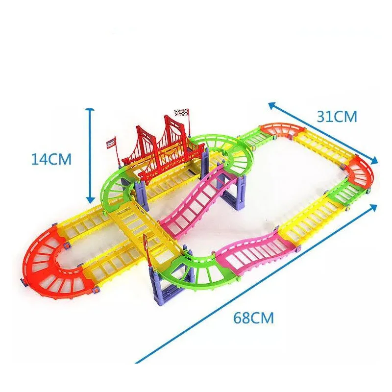88 шт./компл. 3D DIY трек Электрический Железнодорожный вагон роторная модель здания набор комплектов поезд трек слот игрушка для обучения гоночных орбит автомобилей