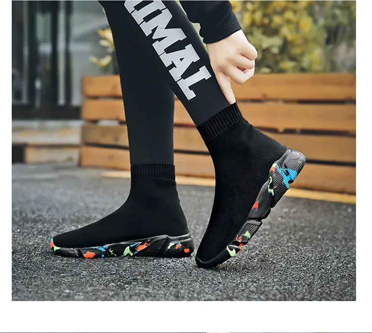 Новые легкие дышащие носки с высоким берцем, мужские и женские спортивные эластичные спортивные кроссовки, ботинки для бега на плоской подошве для мужчин, Размеры 35-47