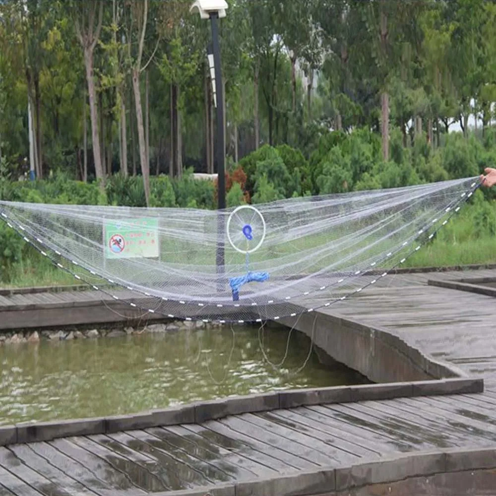 Fishing Net Hand Throw Mesh Hand Sprinkle Spinning Net Aluminum Ring Finefish Network 240/300 Zinc Pendant