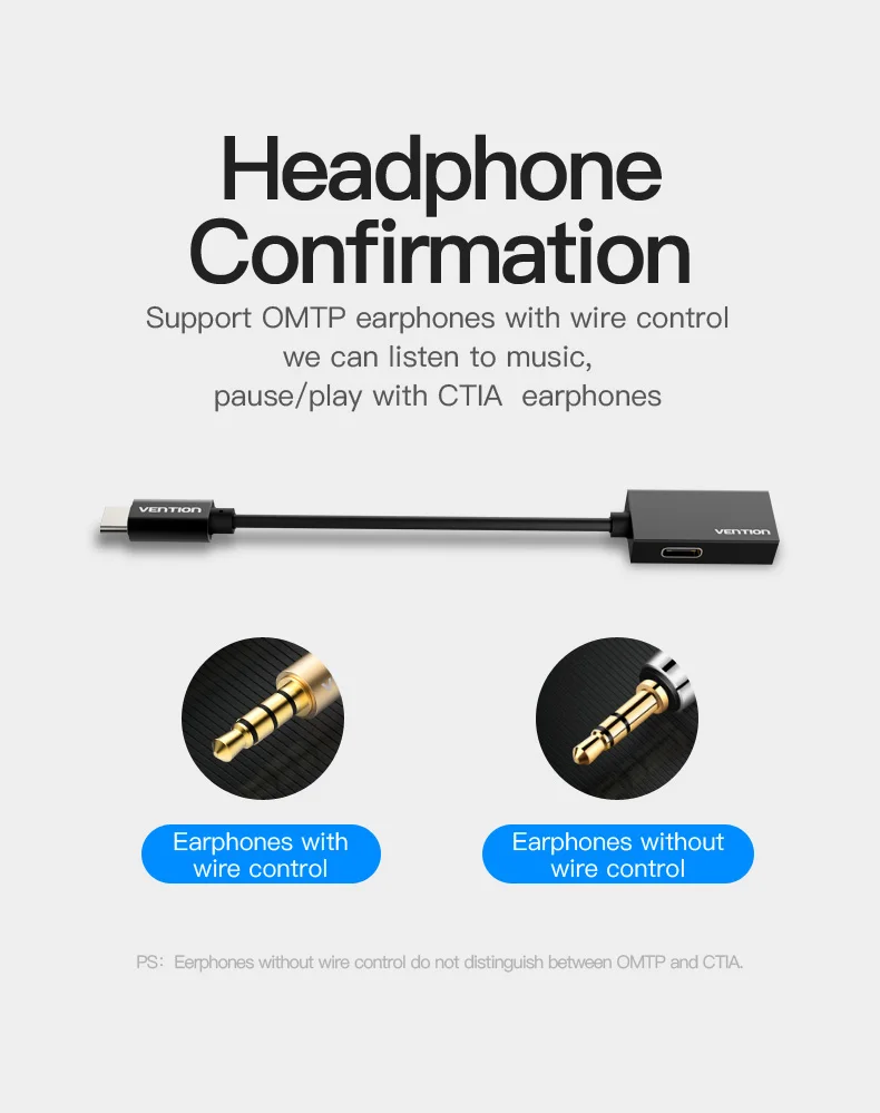 Адаптер для наушников Vention type C до 3,5 мм, зарядное устройство, USB C, Aux, аудио кабель, разъем 3,5, конвертер для наушников для Xiaomi Mi6, huawei Mate10