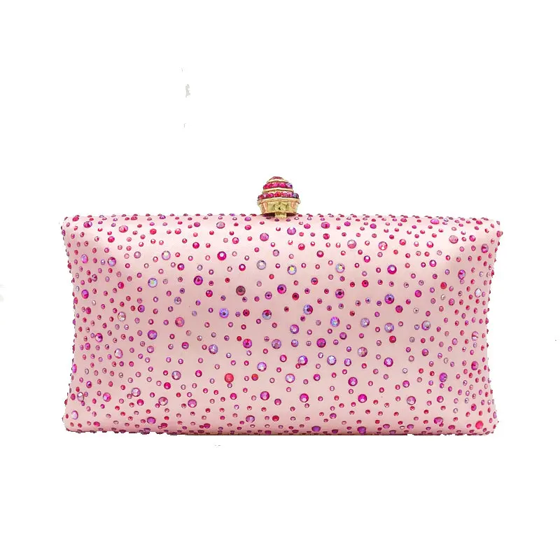Женские вечерние клатчи с блестящими желтыми кристаллами, стразы, свадебные сумочки, сумочка-клатч на выпускной, сумка на плечо - Цвет: Pink Crystal Bag