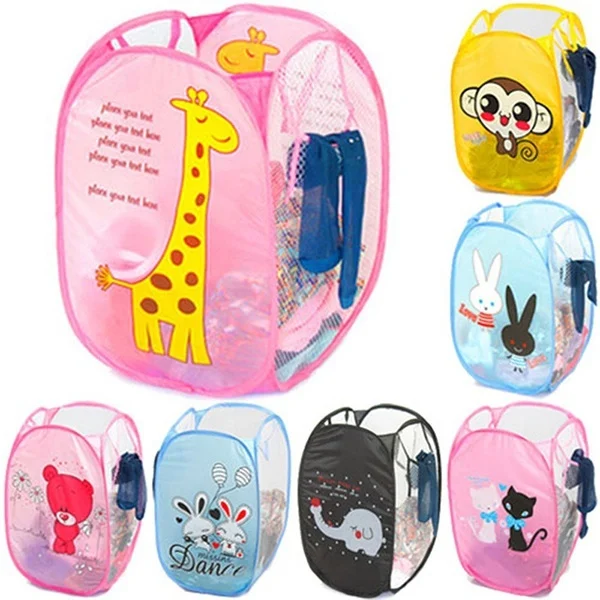 

Folding Mesh Clothes Washing Laundry Basket Children Toys Sundries Storage Box