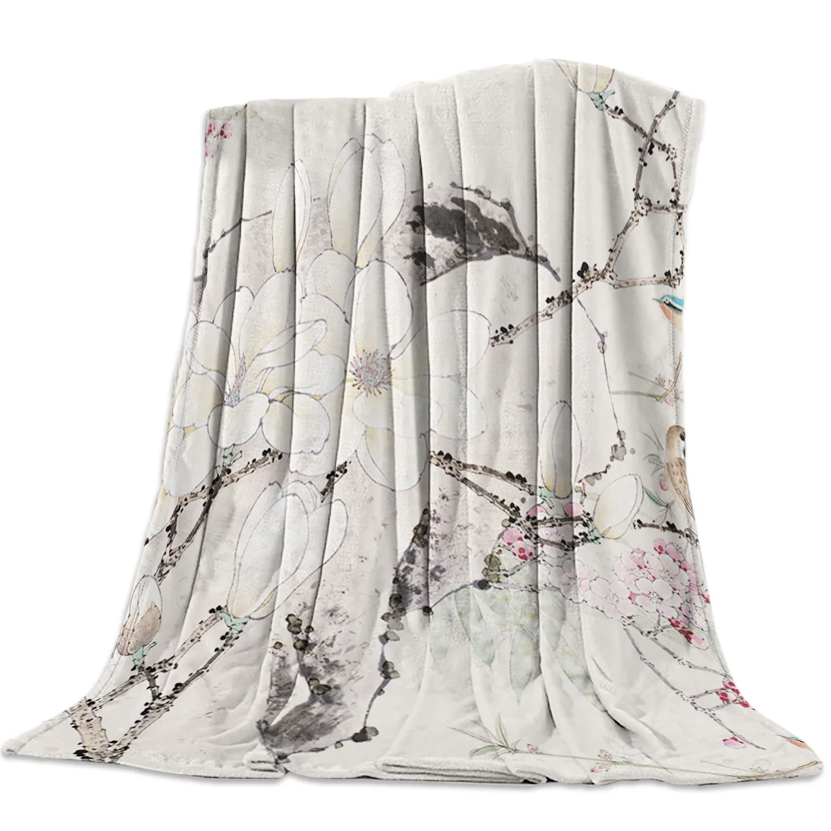 

Flower And Bird Throw Blanket Cute Kids Design Warm Microfiber Blanket
