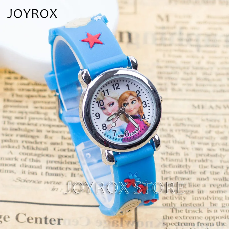 JOYROX Высокое качество принцесса Эльза детские спортивные часы горячий резиновый ремешок девушки кварцевые наручные часы для детей мультфильм часы